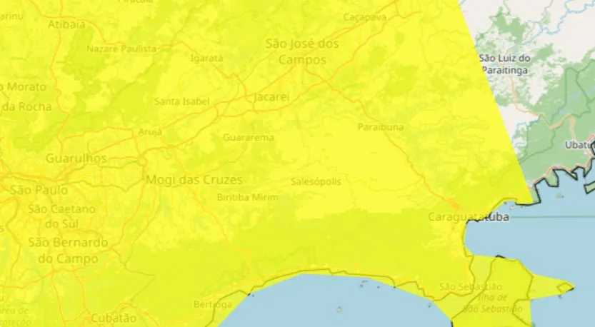Inmet emite alerta para chuvas intensas no Vale do Paraíba e Litoral Norte